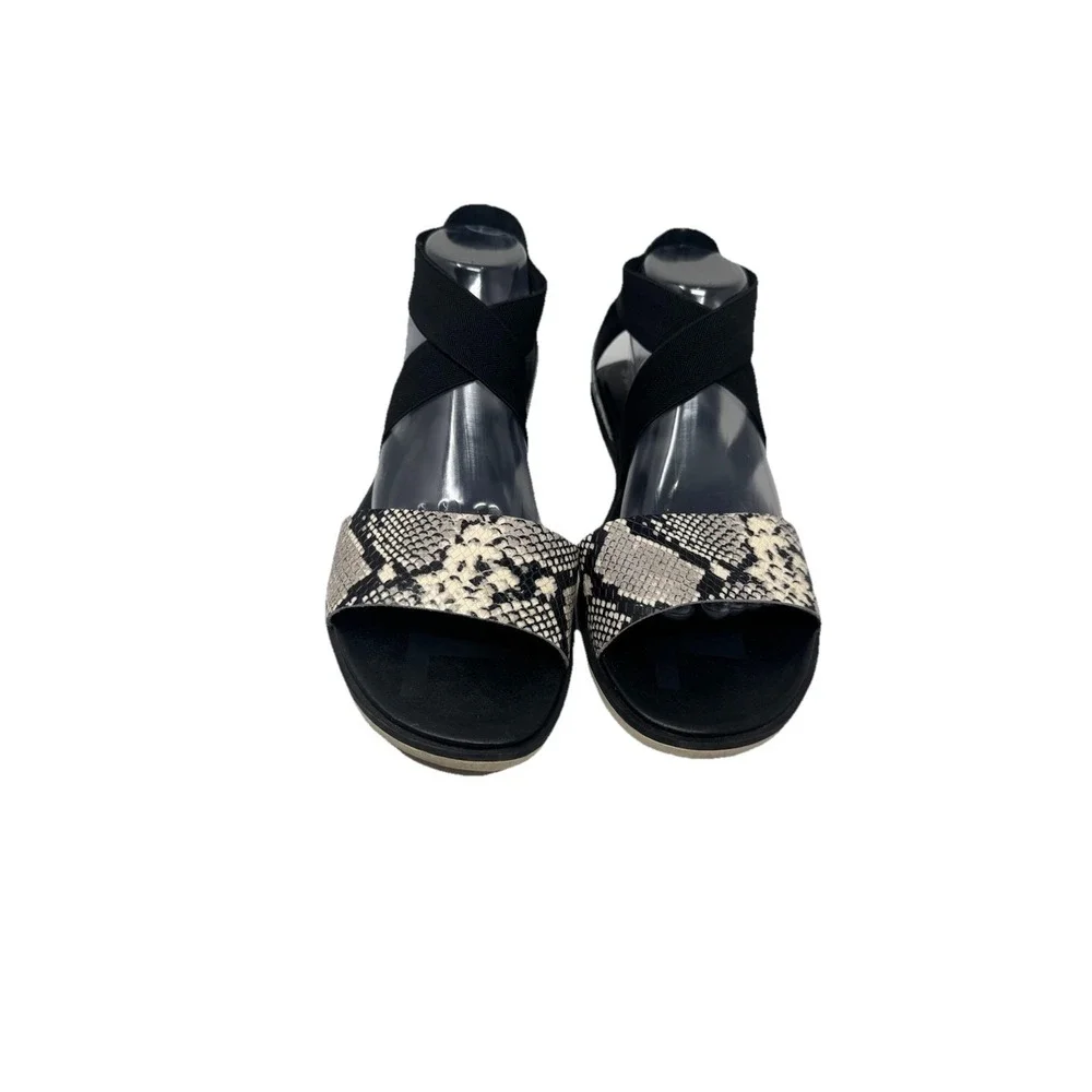 🔥Sorel Ella 🖤Sandal Women's 11 Snakeskin Print Black  Gladiator Elastic Straps